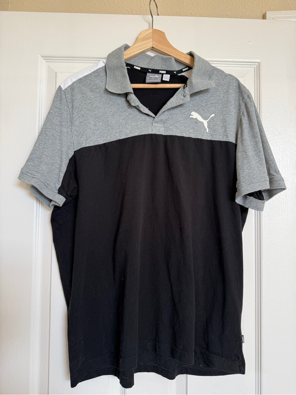 Puma Men’s Two-Tone Polo Shirt - Gray & Black